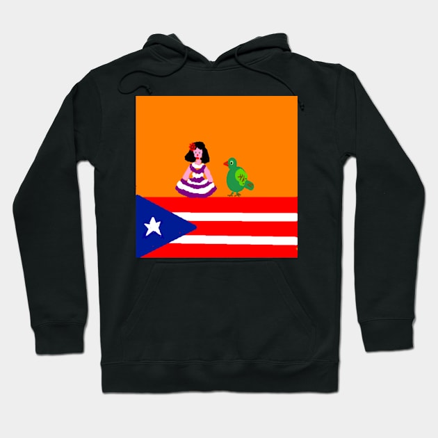 Sporty Puerto Rico Design on Black Background Hoodie by 2triadstore